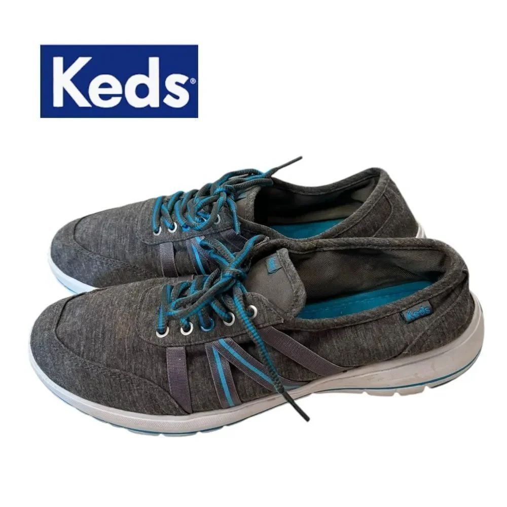 KEDS Women's Fuse Gray Blue Ortholite Sneakers 9.5